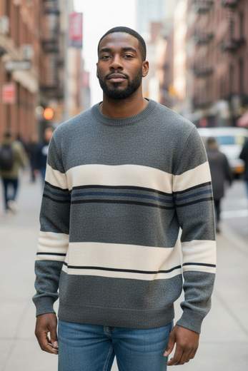 STILL Maglione Uomo Ciniglia a Righe: comfort avvolgente e stile casual moderno