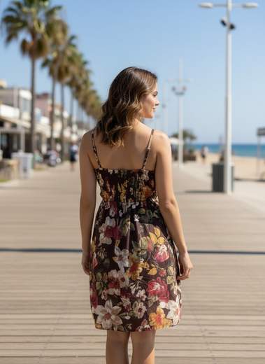 STILL Abito Donna Floreale con Spalline Sottili e Scollo Incrociato