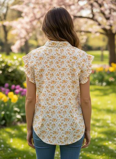 Camicia Donna a Pois con Nodo e Volant