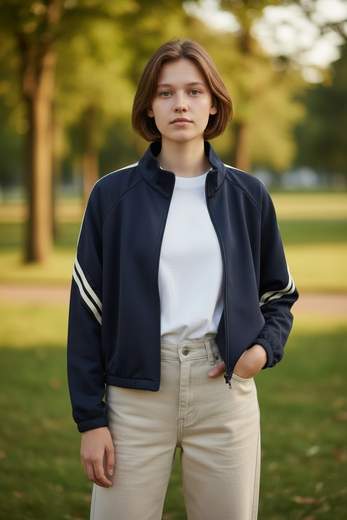STILL Giacca Casual con Zip e Bande sulle Maniche