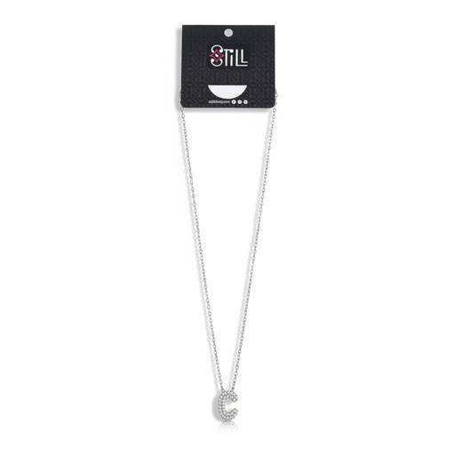 Collana Donna con Ciondolo a Lettera e Strass – Oro e Argento