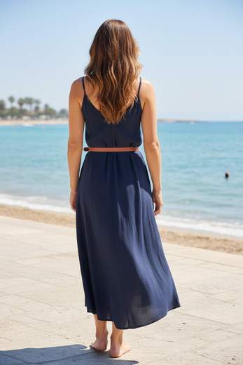 STILL Abito Lungo Donna con Spalline Sottili e Cintura