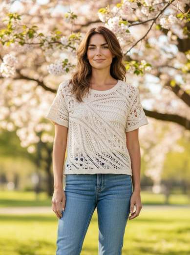 STILL Maglia Traforata Donna a Maniche Corte – Top Crochet Estivo