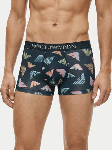 EMPORIO ARMANI Boxer uomo in cotone stretch con stampa logo all over