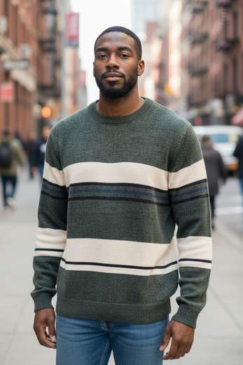 Maglione Uomo Righe Casual

Il design a righe dona dinamismo al capo mantenendo uno stile casual moderno e facilmente abbinabile.