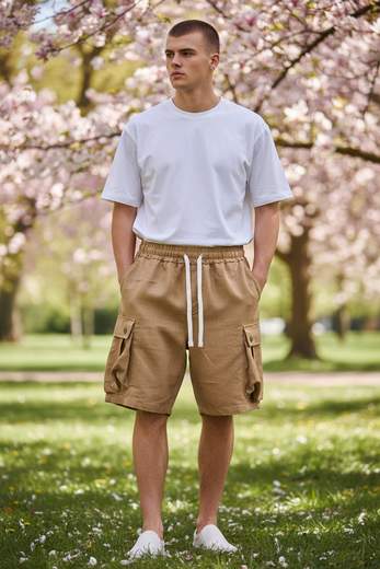 STILL Bermuda Uomo Cargo Casual in Lino Blend