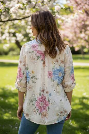 STILL Camicia Donna Fantasia Floreale con Nodo – Blusa Estiva Leggera