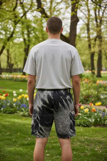 STILL Bermuda Uomo Acid Wash Cargo – Shorts Oversize Stile Urban Streetwear