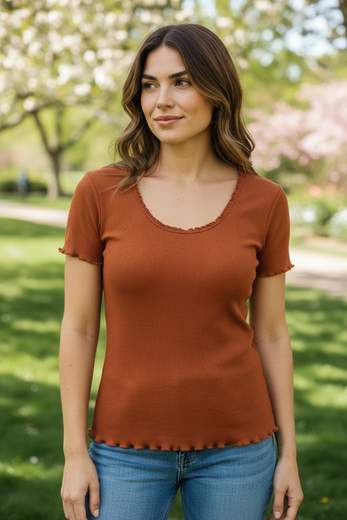 Maglia Donna a Costine Manica Corta