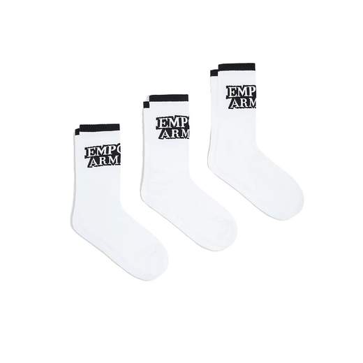 EMPORIO ARMANI Calze Spugna Emporio Armani in cotone stretch 3-Pack con logo