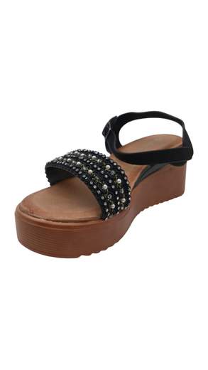 STILL Sandali Donna con Zeppa e Fascia Strass Decorata