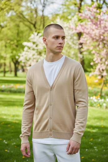STILL Cardigan Uomo Scollo V con Bottoni - Leggera Elegante Casual