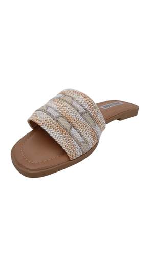STILL Ciabatte Donna Intrecciate con Perline e Strass Beige Multicolor