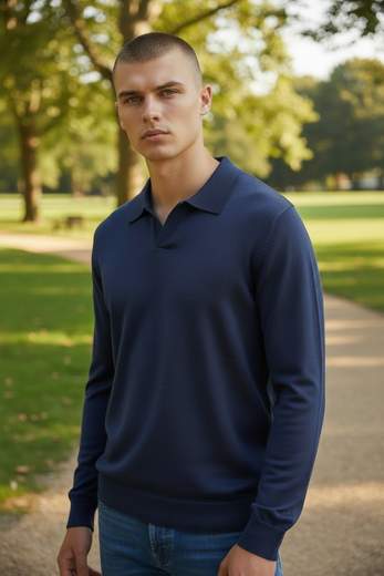 STILL Polo Uomo a Maniche Lunghe con Colletto Classico