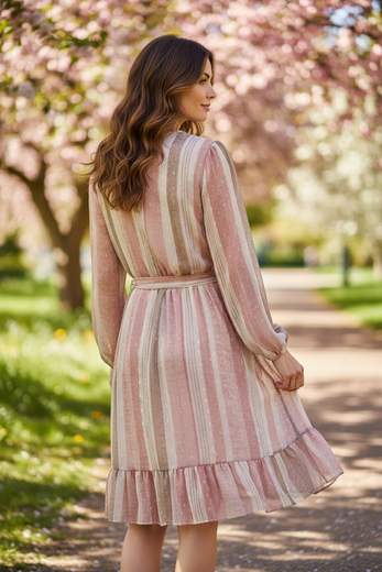 STILL Abito Fantasia Elegante e Leggero con Cintura