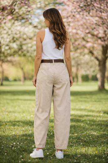 STILL Pantaloni Donna Balloon Fit – Vita Alta con Cintura