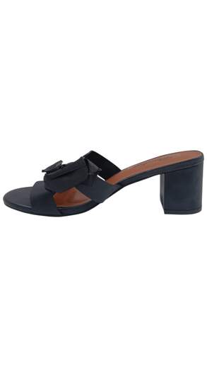 Sandali Donna con Fiocco Nero e Tacco Comodo