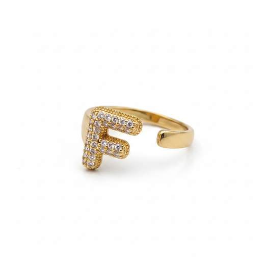 Anello Regolabile con Iniziale e Strass