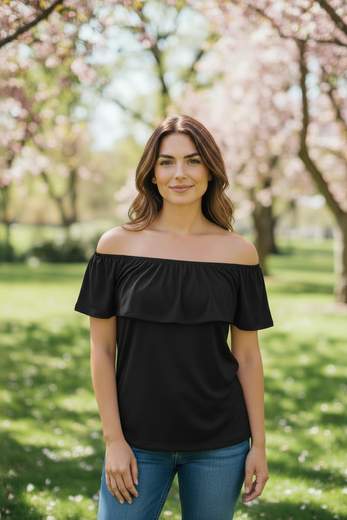 Top Donna con Scollo a Barchetta