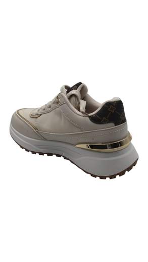 Sneakers Donna Beige con Dettagli Gioiello – Comfort e Stile Glam