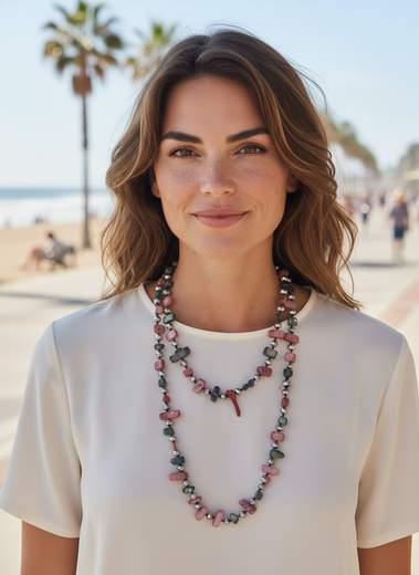 Collana Donna Elegante con Pietre Decorative e Cristalli
