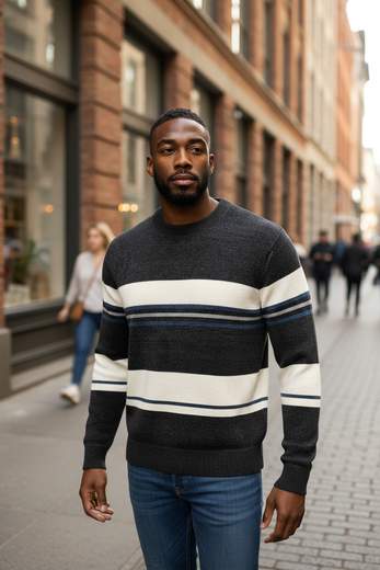 STILL Maglione Uomo Ciniglia a Righe: comfort avvolgente e stile casual moderno