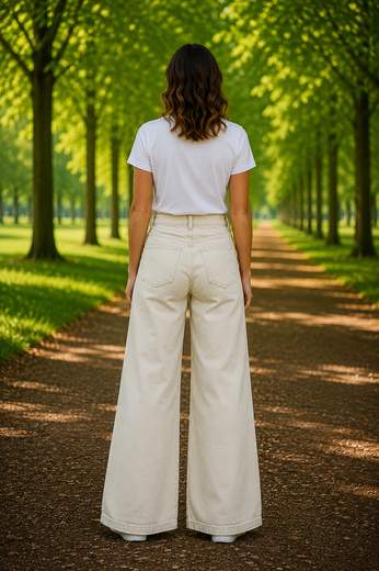 STILL Jeans Donna Palazzo a Vita Alta con Tasche e Gamba Ampia
