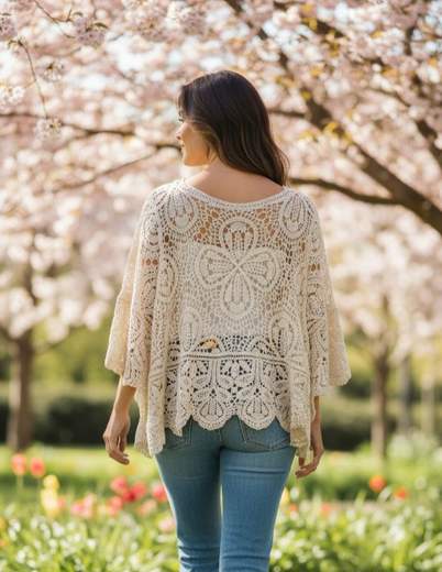 STILL Blusa Donna in Pizzo Crochet – Maglia Traforata Stile Boho Chic