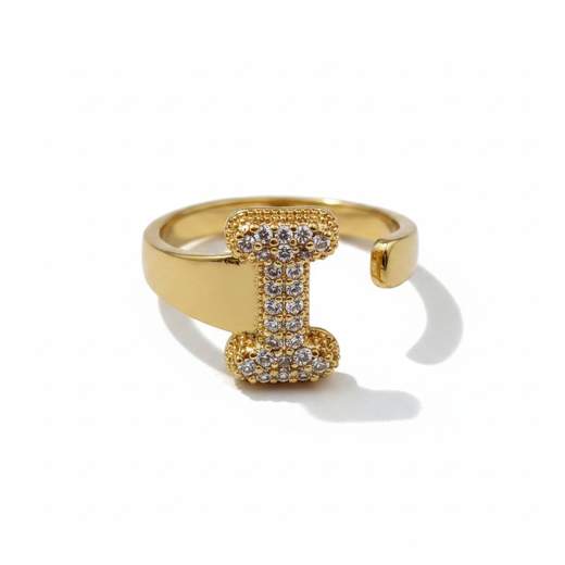 Anello Regolabile con Iniziale e Strass
