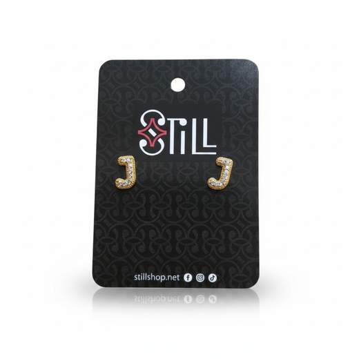 STILL Orecchini a Bottone con Lettere e Strass