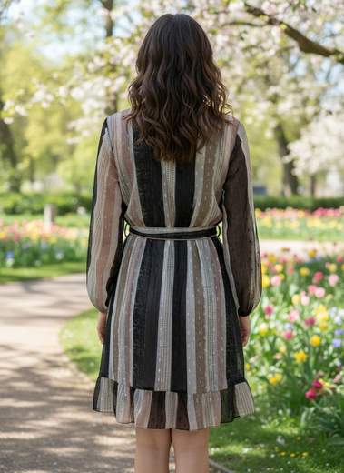 STILL Abito Fantasia Elegante e Leggero con Cintura