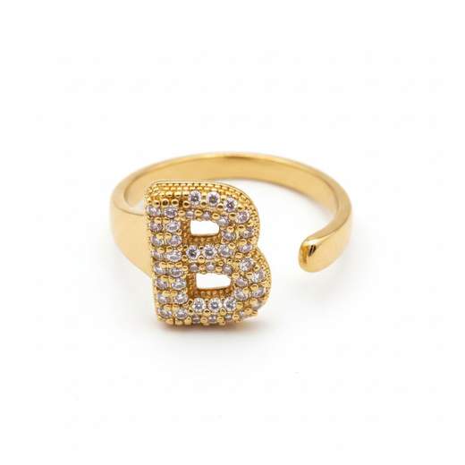 Anello Regolabile con Iniziale e Strass