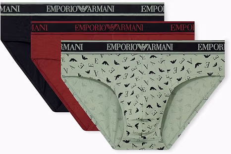 EMPORIO ARMANI Slip Uomo 3 Pezzi in Cotone con Logo
