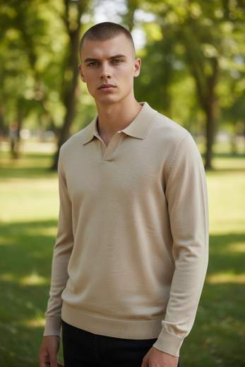 STILL Polo Uomo a Maniche Lunghe con Colletto Classico