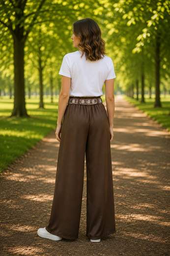 STILL Pantaloni Donna Palazzo con Cintura Decorativa e Tasche Laterali
