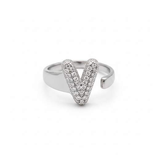STILL Anello Donna Regolabile con Iniziale e Strass