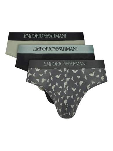 EMPORIO ARMANI Slip Uomo 3 Pezzi con Logo e Fascia Elasticizzata