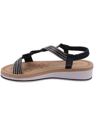 Sandali Donna Bassi con Fasce Intrecciate e Strass