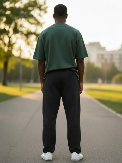 STILL Pantalone Sottotuta Baggy in Cotone Garzato Tinta Unita