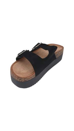 STILL Ciabatte Donna Platform Nere con Doppia Fibbia e Plantare Comfort