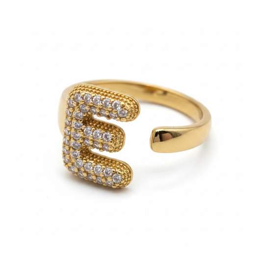 Anello Regolabile con Iniziale e Strass