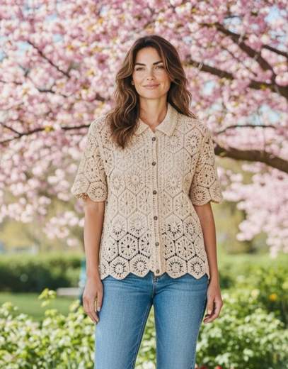 STILL Blusa Donna Traforata Crochet – Maglia Leggera Stile Boho