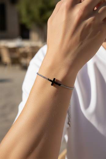 STILL Bracciale Croce Minimal Uomo Donna Acciaio