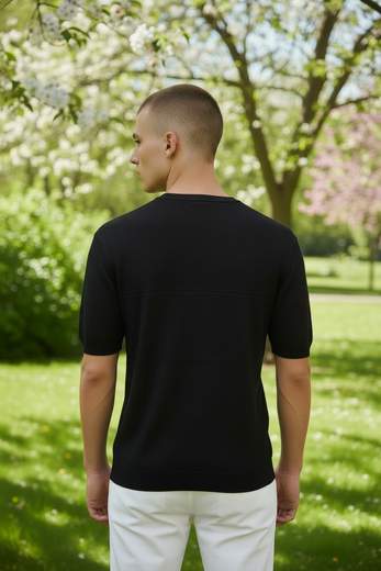 STILL T-shirt Uomo in Maglia Lavorata Girocollo - Elegante Casual Estiva
