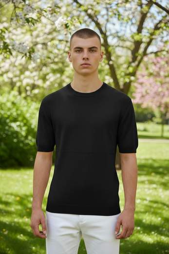 STILL T-shirt Uomo in Maglia Lavorata Girocollo - Elegante Casual Estiva