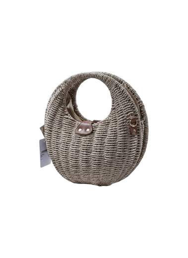 Borsa Tonda Intrecciata Donna Stile Naturale con Tracolla