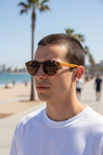 STILL KAIROS - Occhiali da Sole Uomo con Montatura Effetto Legno e Protezione UV400