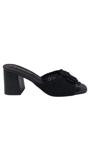 Sandali Donna Mule con Fiore Crochet e Tacco Largo