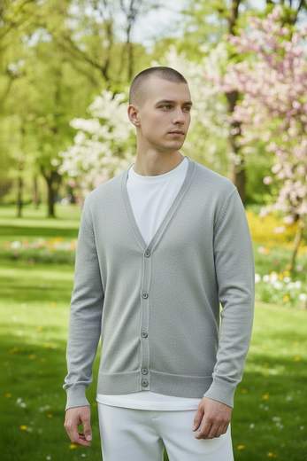 STILL Cardigan Uomo Scollo V con Bottoni - Leggera Elegante Casual