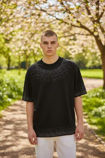 STILL T-Shirt Uomo Oversize Black Crystal Streetwear